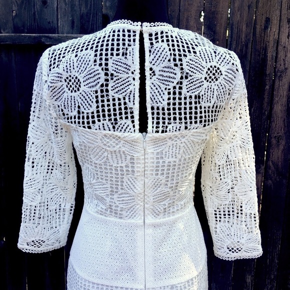 TRINA TURK floral Guipure lace midi dress size 2 - Picture 10 of 13